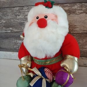 International Silver Co Plush Santa Claus With Packages Vintage 1995 Red Stuffed